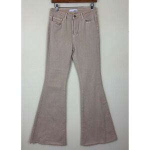 Vervet Los Angeles Womens Flare Jeans SZ 28 Beige‎ Raw Hem Boho Fall Hippie